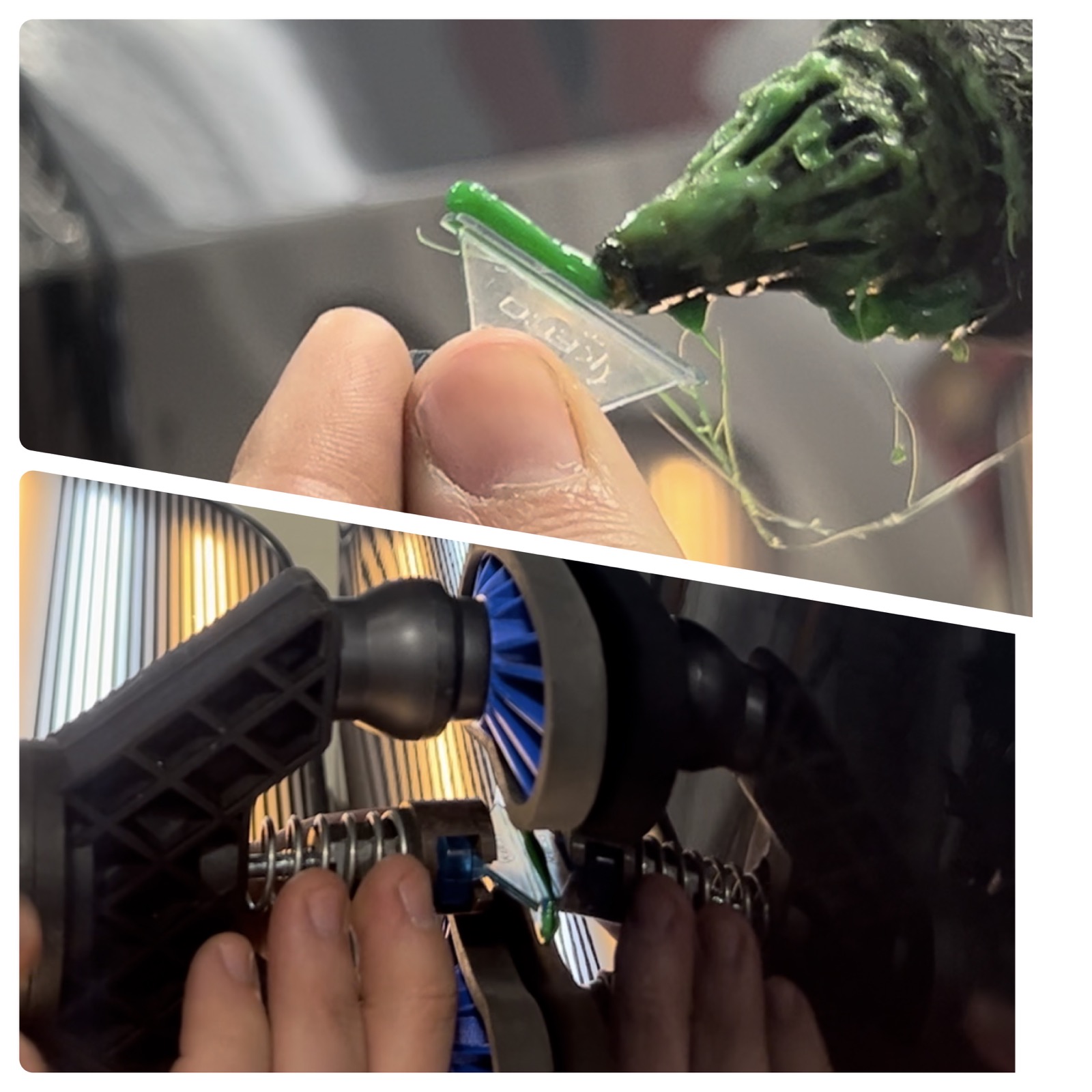 Paintless dent repair glue pulling tools on a vehicle panel